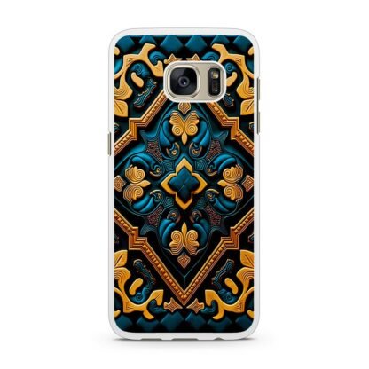 Abstract Celtic Art Blue Gold Samsung Galaxy S7 / S7 Edge Case - Image 2