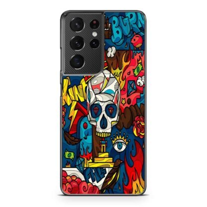 Abstract Crown Skull Doodle Samsung Galaxy S21 / S21 Plus / S21 Ultra / S21 FE Case