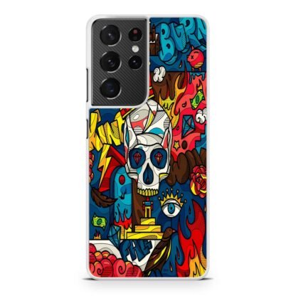 Abstract Crown Skull Doodle Samsung Galaxy S21 / S21 Plus / S21 Ultra / S21 FE Case - Image 2