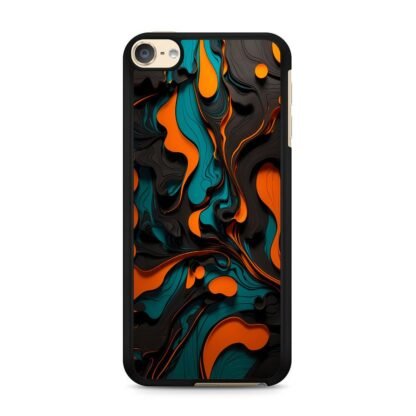 Black Blue Orange Liquid Pattern iPod Touch 6 / 7 Case