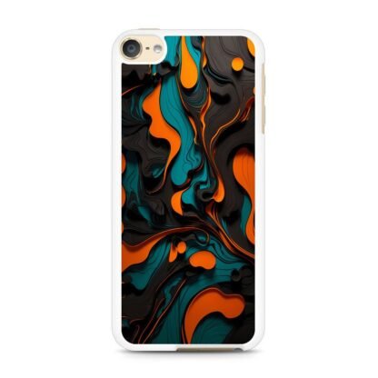 Black Blue Orange Liquid Pattern iPod Touch 6 / 7 Case - Image 2