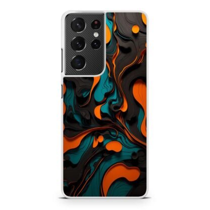Black Blue Orange Liquid Pattern Samsung Galaxy S21 / S21 Plus / S21 Ultra / S21 FE Case - Image 2