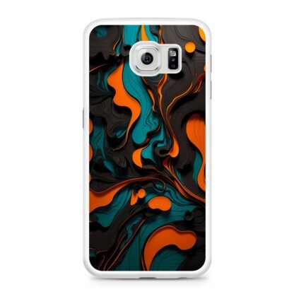 Black Blue Orange Liquid Pattern Samsung Galaxy S6 / S6 Edge / S6 Edge Plus Case - Image 2