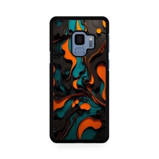 Black Blue Orange Liquid Pattern Samsung Galaxy S9 / S9 Plus Case
