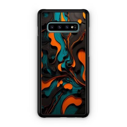 Black Blue Orange Liquid Pattern Samsung Galaxy S10 / S10e / S10 Plus / S10 5G Case