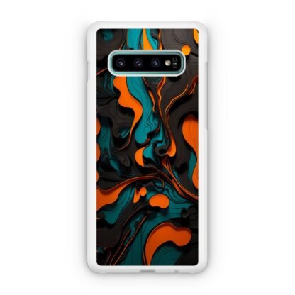 Black Blue Orange Liquid Pattern Samsung Galaxy S10 / S10e / S10 Plus / S10 5G Case - Image 2