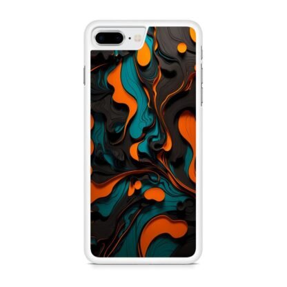 Black Blue Orange Liquid Pattern iPhone 7 Plus / 8 Plus Case - Image 2