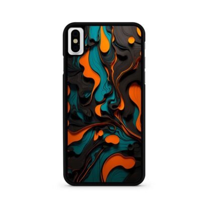 Black Blue Orange Liquid Pattern iPhone X / XR / XS / XS Max Case