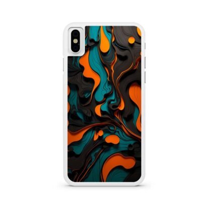 Black Blue Orange Liquid Pattern iPhone X / XR / XS / XS Max Case - Image 2
