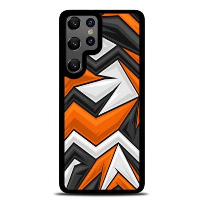 Black Orange Zig Zag Pattern Samsung Galaxy S25 / S25 Plus / S25 Ultra Case