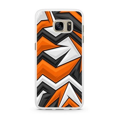 Black Orange Zig Zag Pattern Samsung Galaxy S7 / S7 Edge Case - Image 2