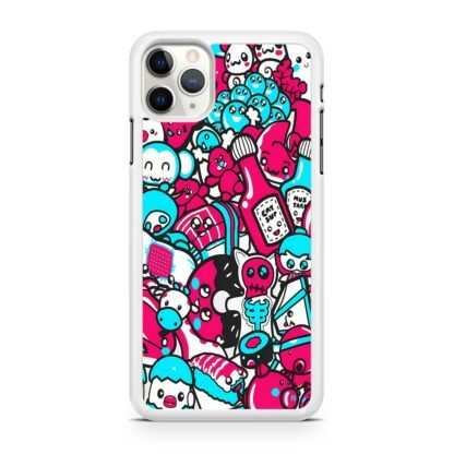 Blue Pink Doodle iPhone 12 / 12 Pro / 12 Pro Max / 12 Mini Case - Image 2