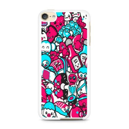 Blue Pink Doodle iPod Touch 6 / 7 Case - Image 2