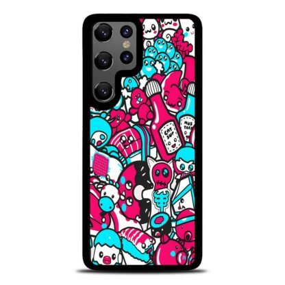 Blue Pink Doodle Samsung Galaxy S24 / S24 Plus / S24 Ultra / S24 FE Case