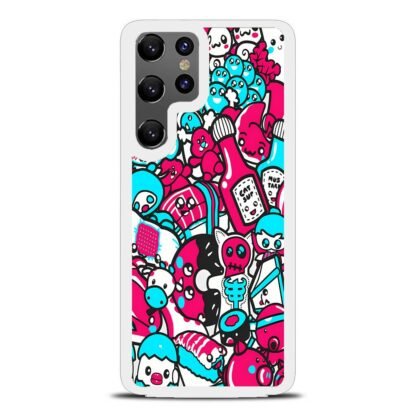 Blue Pink Doodle Samsung Galaxy S24 / S24 Plus / S24 Ultra / S24 FE Case - Image 2