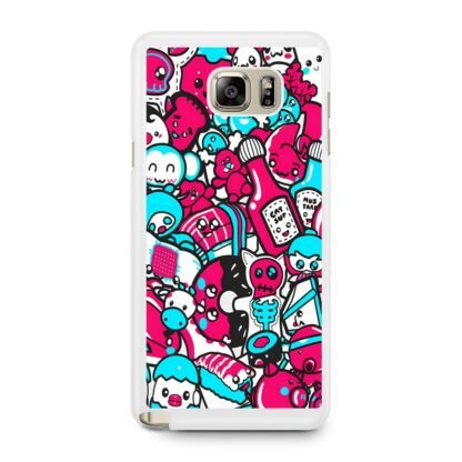 Blue Pink Doodle Samsung Galaxy Note 5 Case - Image 2