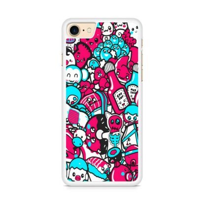 Blue Pink Doodle iPhone 7 / 8 / SE 2020 / SE 2022 Case - Image 2