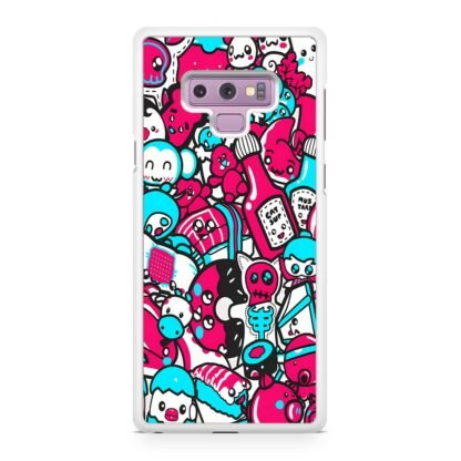 Blue Pink Doodle Samsung Galaxy Note 9 Case - Image 2