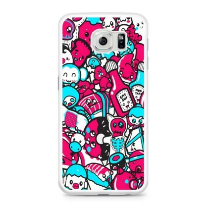 Blue Pink Doodle Samsung Galaxy S6 / S6 Edge / S6 Edge Plus Case - Image 2