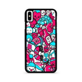Blue Pink Doodle iPhone X / XR / XS / XS Max Case