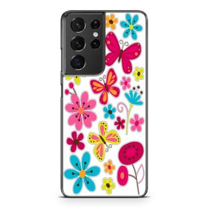 Butterfly Pink Flower Samsung Galaxy S21 / S21 Plus / S21 Ultra / S21 FE Case