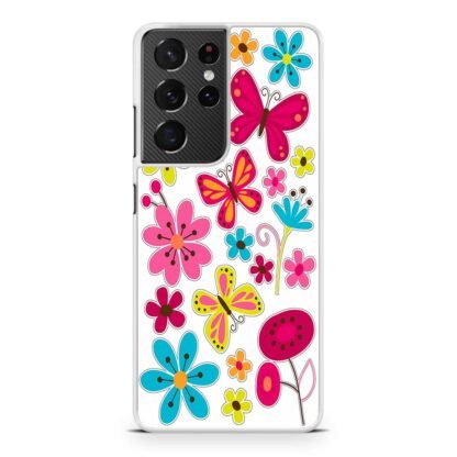 Butterfly Pink Flower Samsung Galaxy S21 / S21 Plus / S21 Ultra / S21 FE Case - Image 2