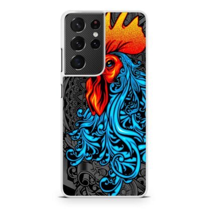 Chicken Rooster Red Blue Art Samsung Galaxy S21 / S21 Plus / S21 Ultra / S21 FE Case - Image 2
