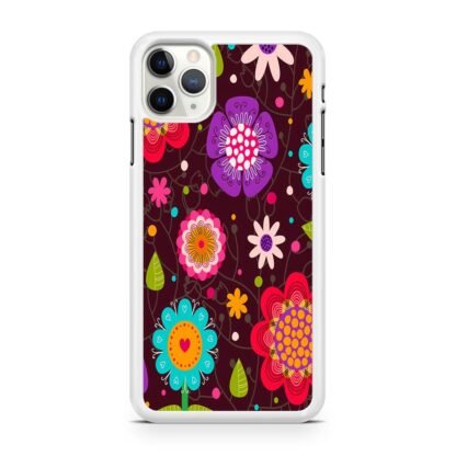 Colorful Flowers Brown iPhone 12 / 12 Pro / 12 Pro Max / 12 Mini Case - Image 2