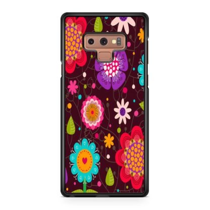Colorful Flowers Brown Samsung Galaxy Note 9 Case