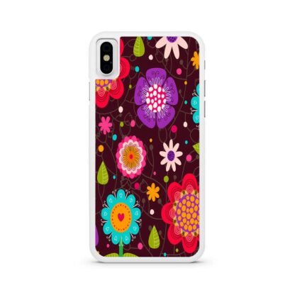 Colorful Flowers Brown iPhone X / XR / XS / XS Max Case - Image 2