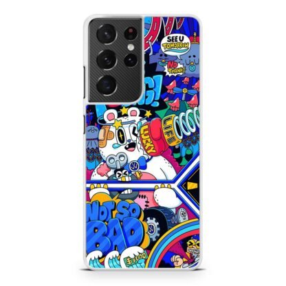 Doodle Characters Collage Samsung Galaxy S21 / S21 Plus / S21 Ultra / S21 FE Case - Image 2