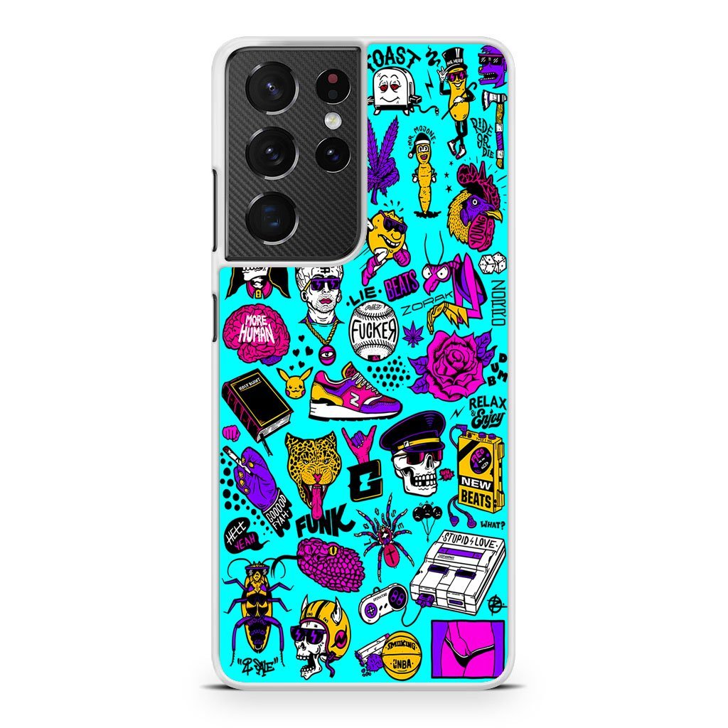 Doodle Logo Collage Samsung Galaxy S21 / S21 Plus / S21 Ultra / S21 FE Case - Image 2