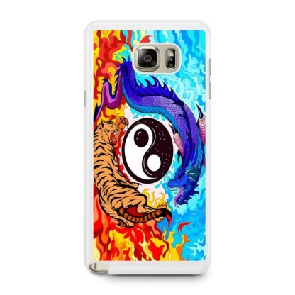 Dragon Tiger Yin Yang Red Blue Fire Samsung Galaxy Note 5 Case - Image 2