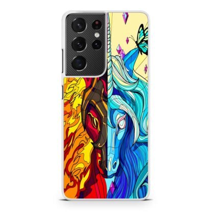 Flame And Ice Unicorn Mosaic Samsung Galaxy S21 / S21 Plus / S21 Ultra / S21 FE Case - Image 2