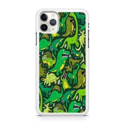 Green Dino Crocodile Doodle iPhone 12 / 12 Pro / 12 Pro Max / 12 Mini Case - Image 2