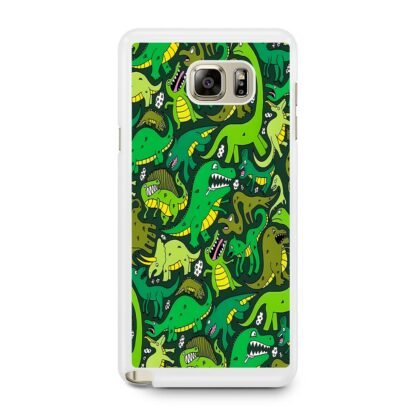 Green Dino Crocodile Doodle Samsung Galaxy Note 5 Case - Image 2