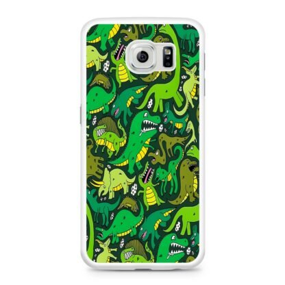 Green Dino Crocodile Doodle Samsung Galaxy S6 / S6 Edge / S6 Edge Plus Case - Image 2