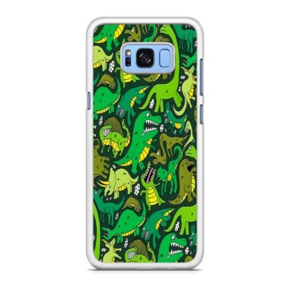 Green Dino Crocodile Doodle Samsung Galaxy S8 / S8 Plus Case - Image 2