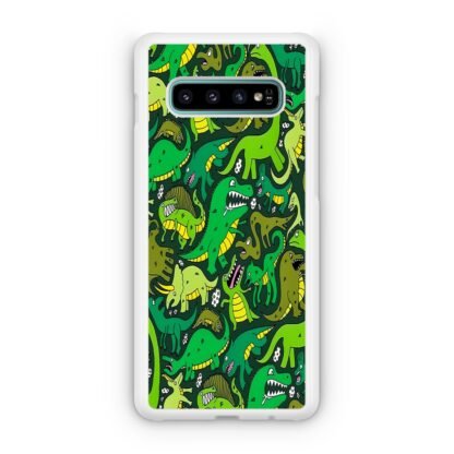 Green Dino Crocodile Doodle Samsung Galaxy S10 / S10e / S10 Plus / S10 5G Case - Image 2
