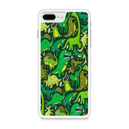 Green Dino Crocodile Doodle iPhone 7 Plus / 8 Plus Case - Image 2