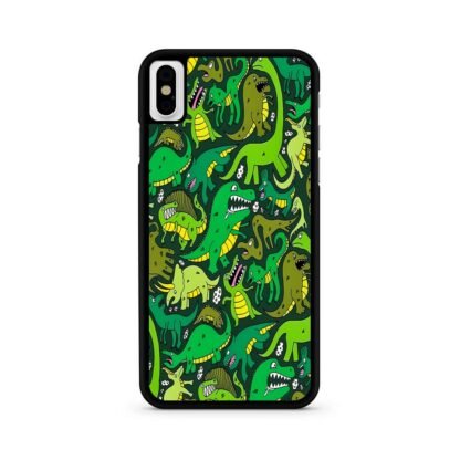 Green Dino Crocodile Doodle iPhone X / XR / XS / XS Max Case