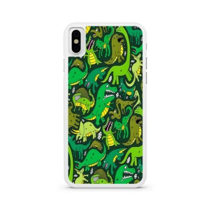 Green Dino Crocodile Doodle iPhone X / XR / XS / XS Max Case - Image 2