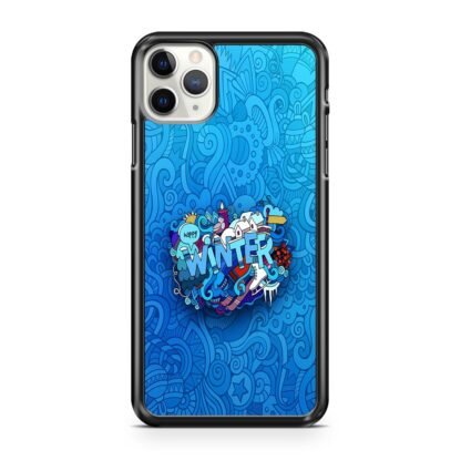 Happy Winter Doodle Blue Collage iPhone 12 / 12 Pro / 12 Pro Max / 12 Mini Case