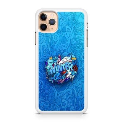 Happy Winter Doodle Blue Collage iPhone 13 / 13 Pro / 13 Pro Max / 13 Mini Case - Image 2