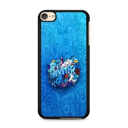 Happy Winter Doodle Blue Collage iPod Touch 6 / 7 Case