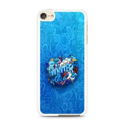 Happy Winter Doodle Blue Collage iPod Touch 6 / 7 Case - Image 2