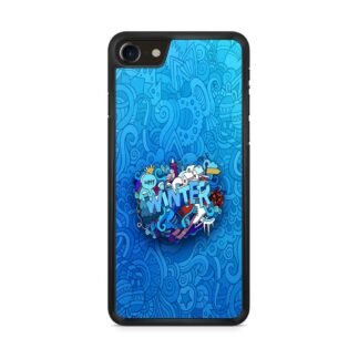 Happy Winter Doodle Blue Collage iPhone 7 / 8 / SE 2020 / SE 2022 Case