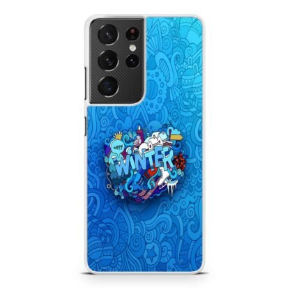 Happy Winter Doodle Blue Collage Samsung Galaxy S21 / S21 Plus / S21 Ultra / S21 FE Case - Image 2