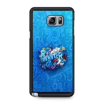 Happy Winter Doodle Blue Collage Samsung Galaxy Note 5 Case