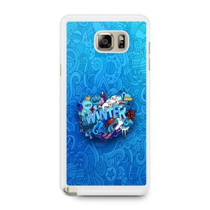 Happy Winter Doodle Blue Collage Samsung Galaxy Note 5 Case - Image 2